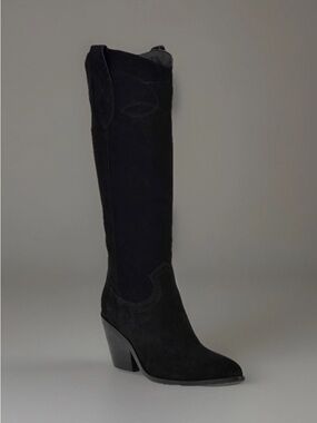 NIB Nine West Size 7.5M Women’s Black Suede Cowboy Boots Pointed Toe Women’s